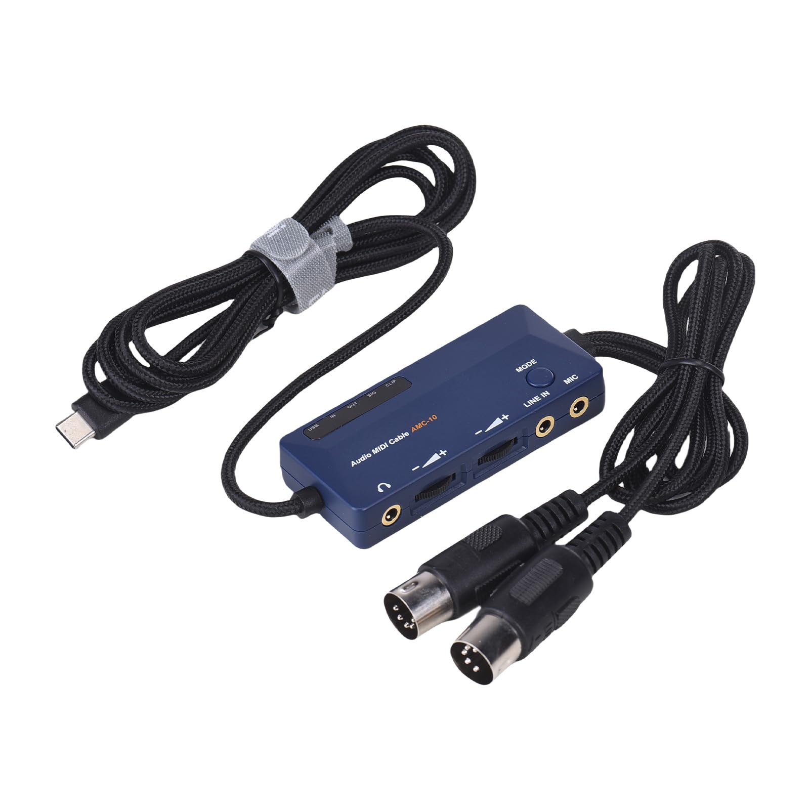 Interfaz MIDI a TypeC, Adaptador de Cable USB-C para Edición y Grabación de Audio Pista, Efectos Incorporados para Producción Musical, Estudio, Núcleo Cobre, Azul, 2M (Audio MIDI a USB
