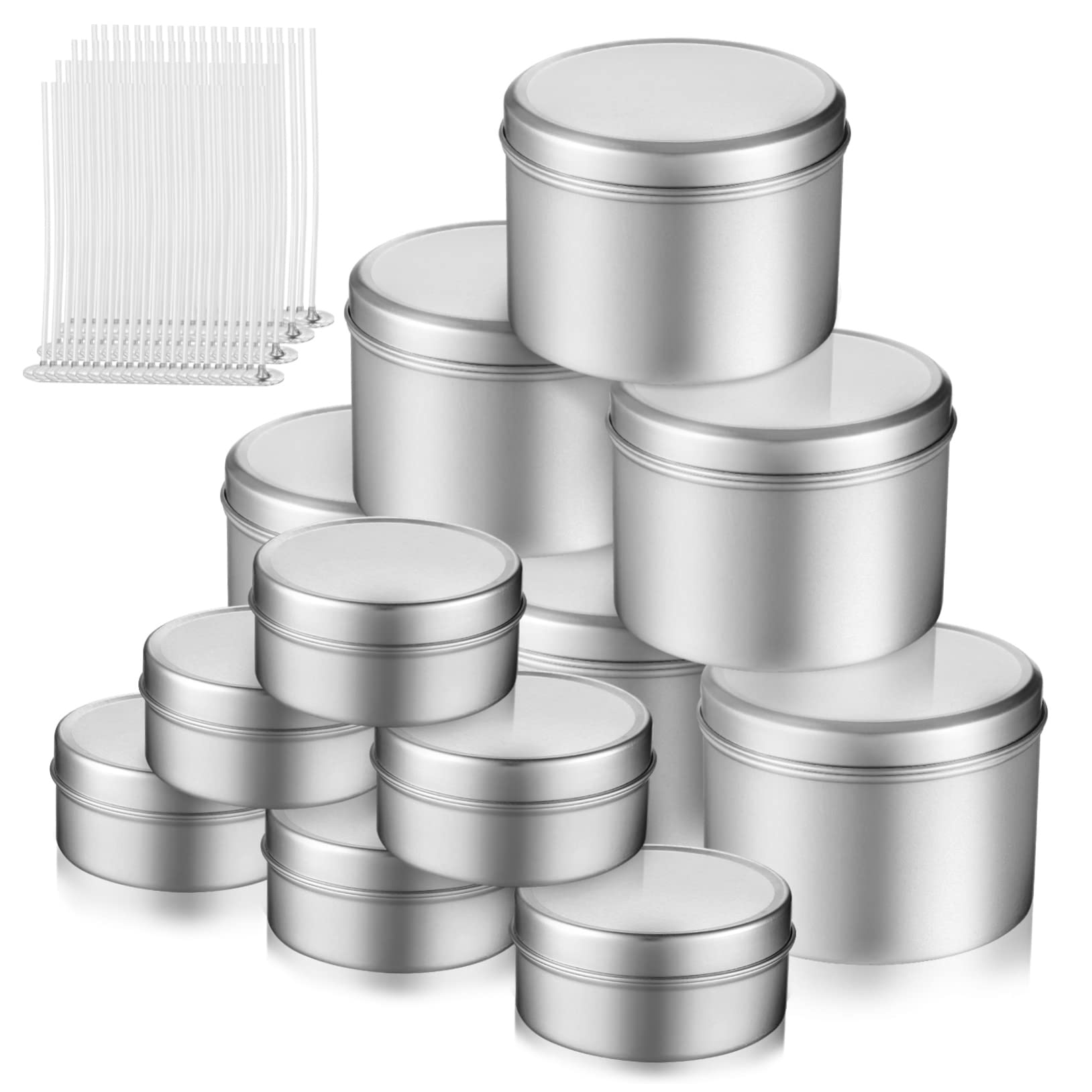 Gogogmee Candle Making Supplies Cotton Wicks Empty Aluminum Candle Tins Lid for DIY