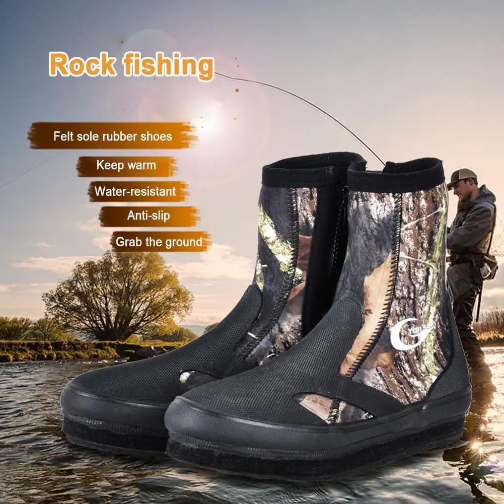 WYYHAA 5MM Neoprene Diving Boots, Fishing River Tracing Rock Shoes for Men Women, Anti Slip Wear-Resistant Water Sports Shoes