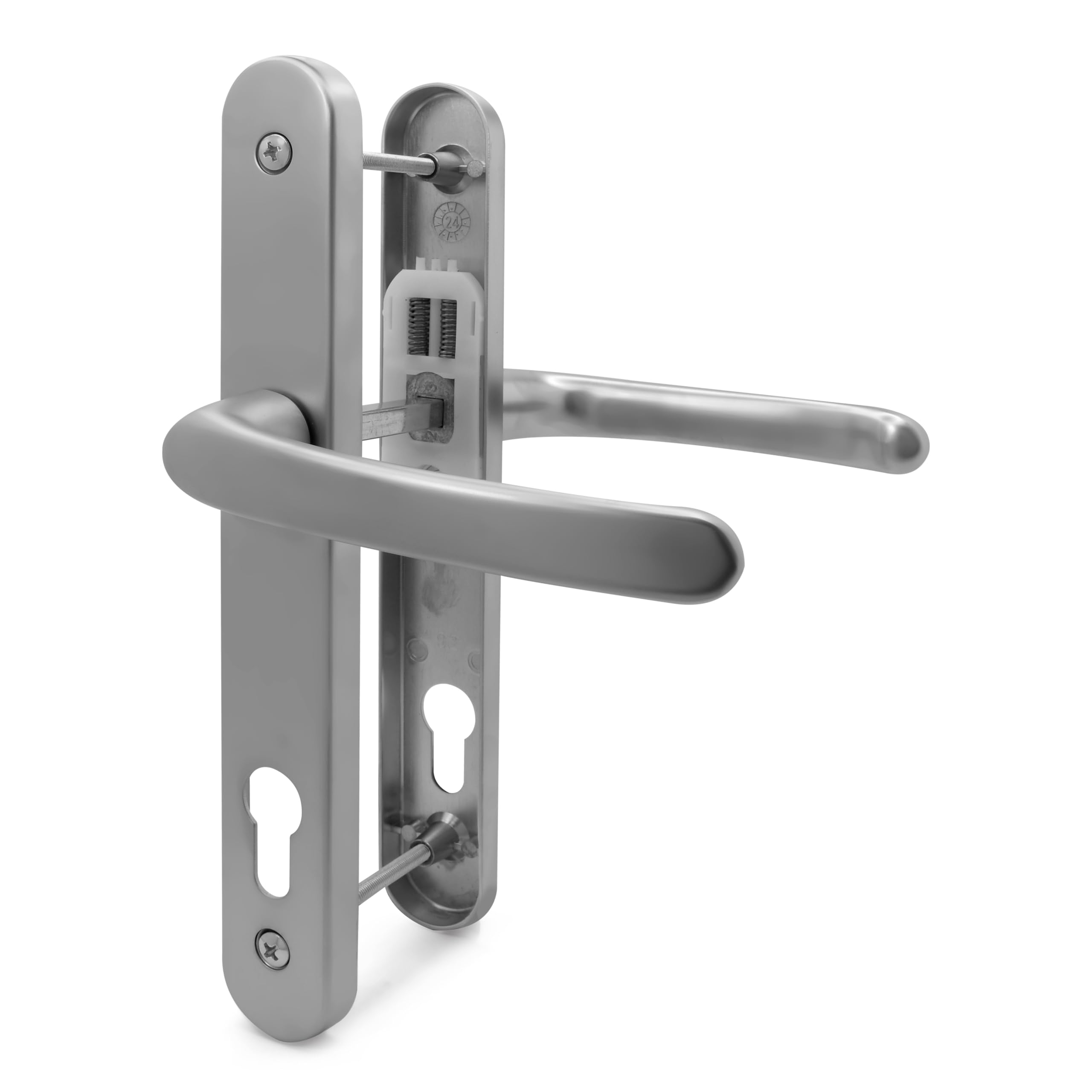 Poignée de porte en UPVC TSS 92mm PZ argentée avec entraxe 200mm pour remplacement fiable