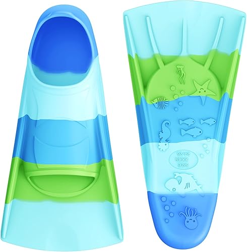 Miniatura 27 de Gintenco Aletas de Natación, Aletas de Entrenamiento de Natación para Niños para Natación de Vueltas, Aletas de Tamaño de Viaje con Bolsa de Malla,