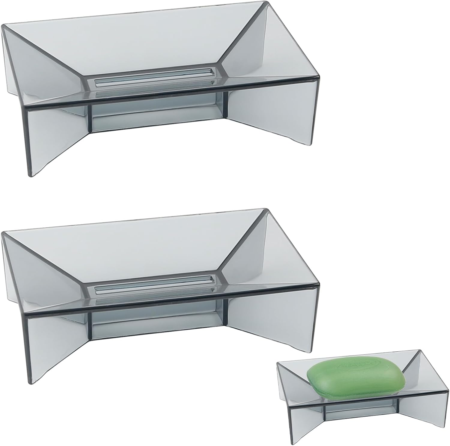 2 Pcs Plastic Soap Holders, Clear Bar Soap Saver, Drainage