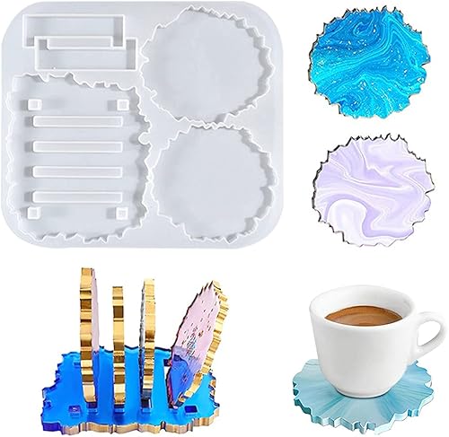 Moldes de posavasos para fundición de resina irregular, moldes de resina, moldes de silicona para kits de resina epoxi, moldes de cristal, moldes de