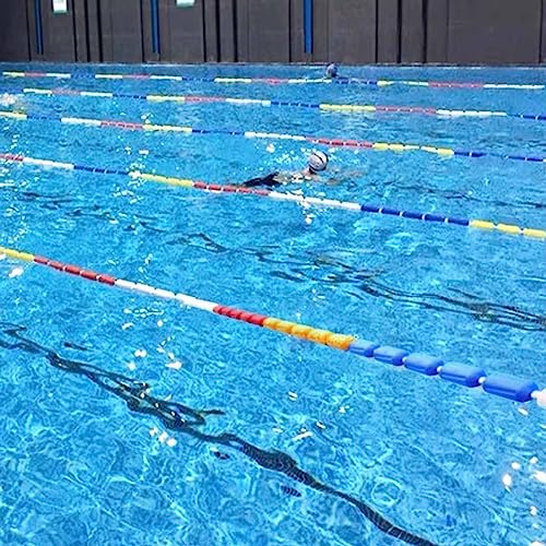 TUOYIBO to Divide Pool, Swimming Pool Safety Lane Divider Cordon for Training, Waterways, Dangerous Area, with White Blue Red Yellow Buoys & Stainless Steel Hooks