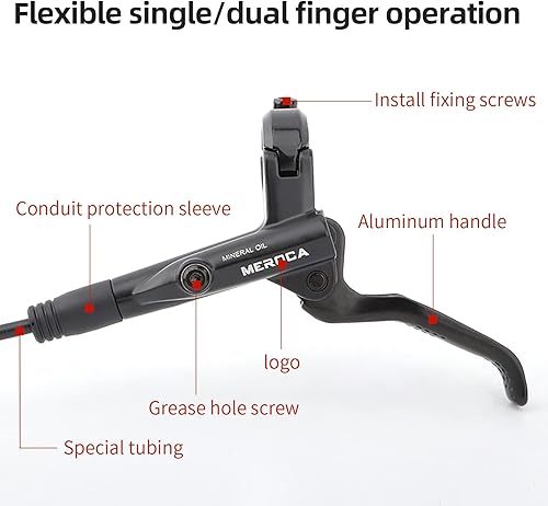 Miniatura 5 de MEROCA M4 Frenos de disco hidráulicos de 4 pistones para bicicleta de montaña Frenos hidráulicos para bicicleta Delantero 800mm y Trasero 1400mm con