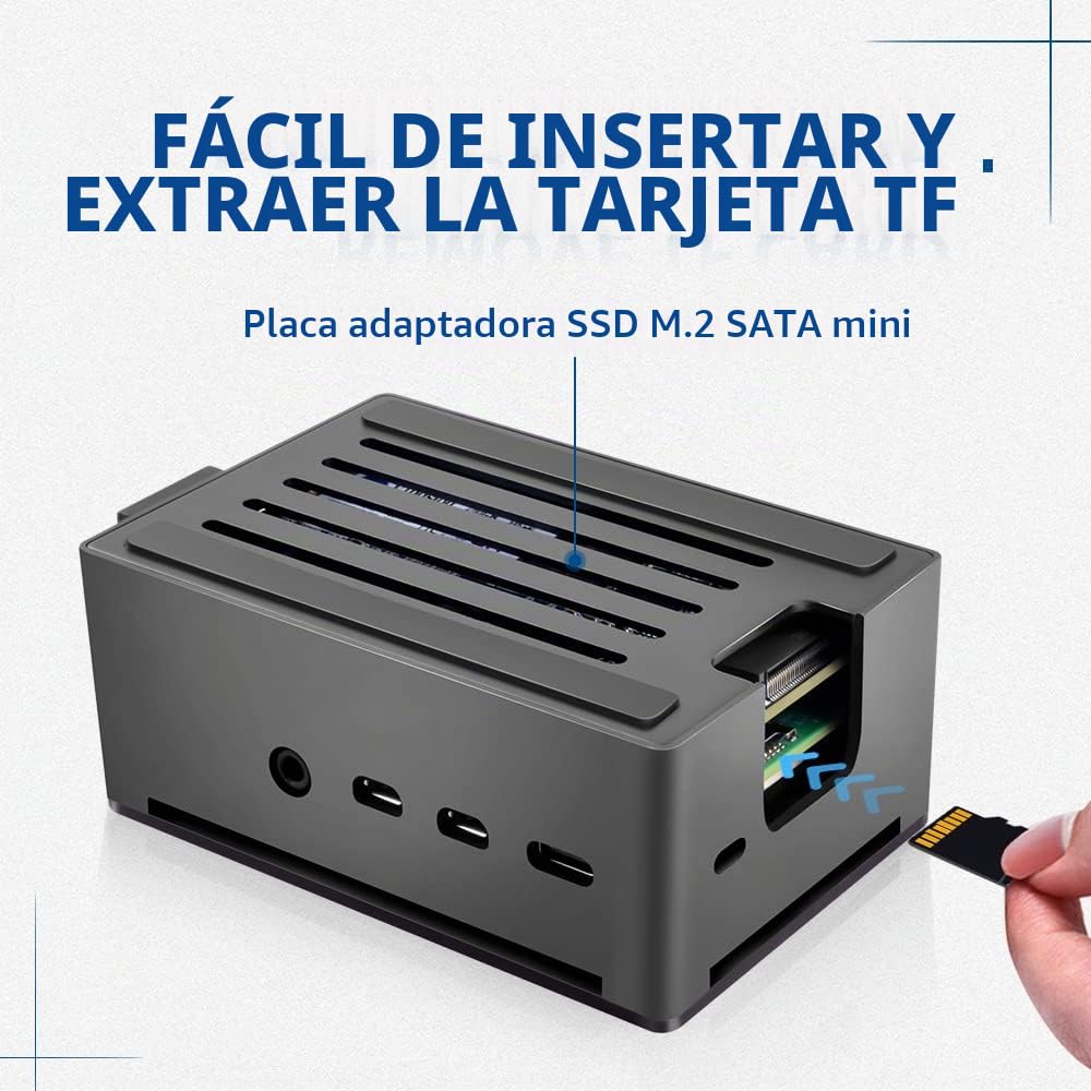 GeeekPi Carcasa NAS de Aluminio para Raspberry Pi 4 con Ventilador PWM y Adaptador M.2 SATA SSD - Refrigeración Pasiva con Ventilador Ultra Silencioso 3510 para Modelo B 2GB 4GB 8GB