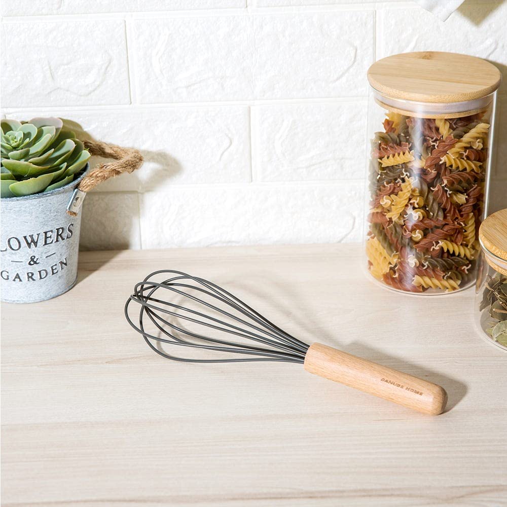 Danube HomeDanube Essential Silicon Egg Whisk Silicon Beech | Modern Houseware Utensil | L 25 X W 6.5 Cm - Grey