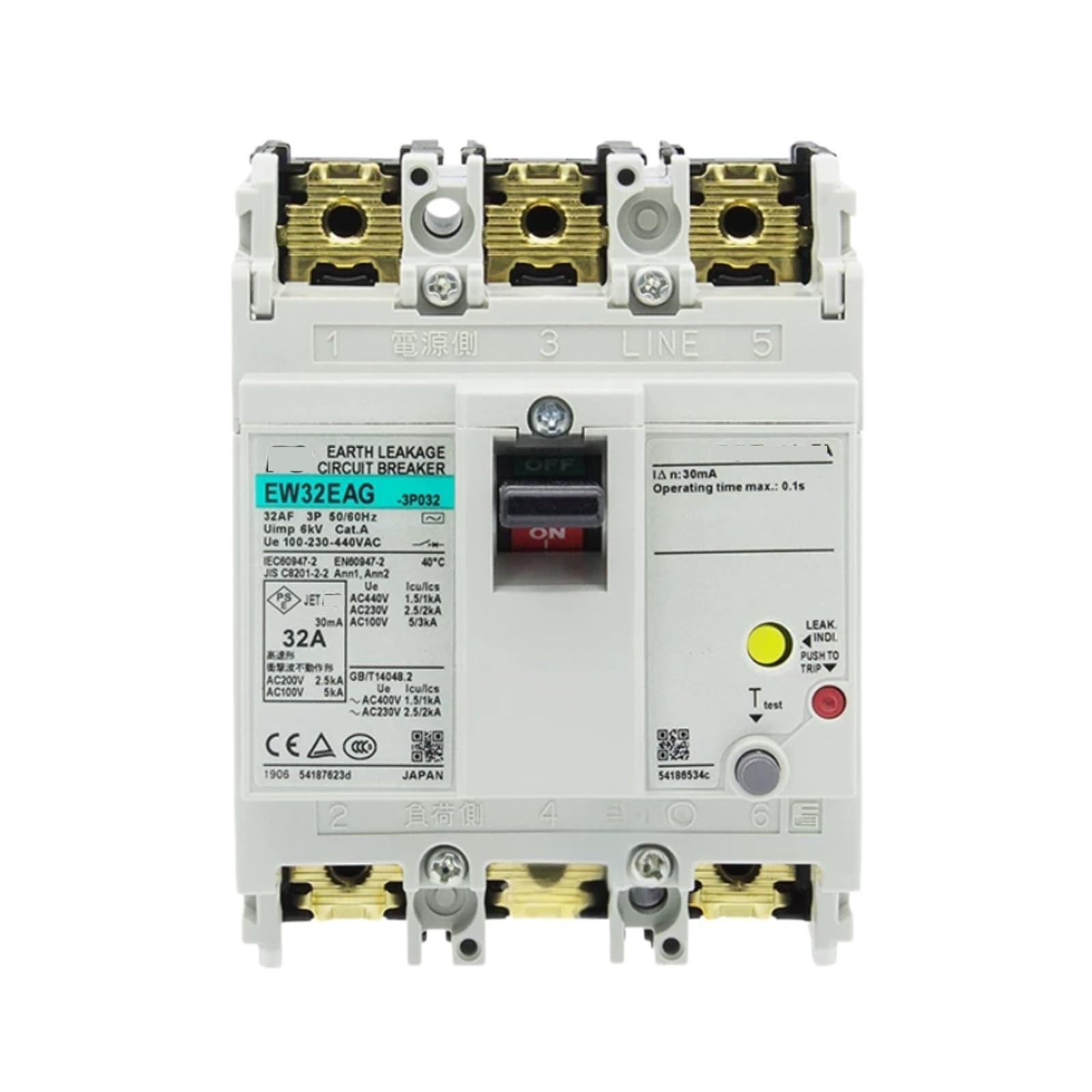Disjoncteur EW32EAG-3P032B 3P 32A triphasé interrupteur de protection différentielle contre les fuites