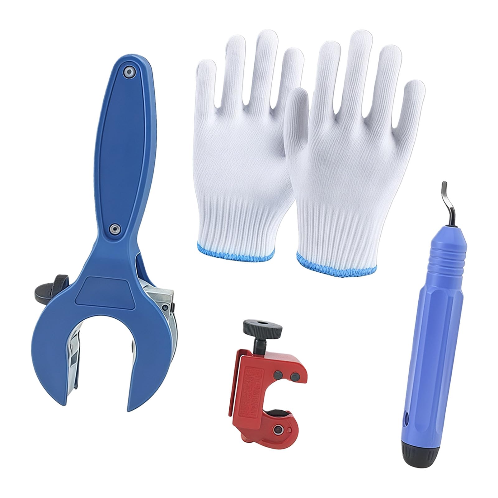 Limtula Blue Precisions Copper Pipe Ratchets Cutter For Thin Wall Tubes Includes Deburring Tool And Gloves (5/16" To 1-1/8 ") Ratchets Cutter Ratchetsing Tubing Tube