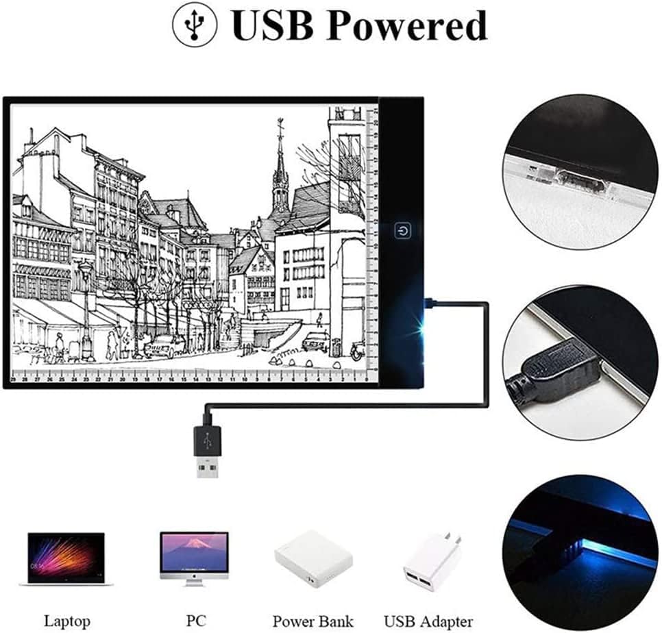 Miniatura 5 de TableRe - Tablero de dibujo con luz LED A5 para dibujar y dibujar con 3 niveles de brillo para artistas dibujos animación y pintura de diamante 5D