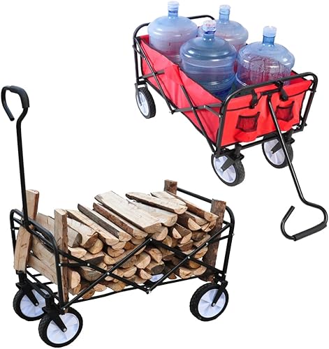 Miniatura 2 de Carro plegable plegable, carrito de playa resistente con bolsillo lateral, carrito plegable de gran capacidad para uso en el jardín, deportes al