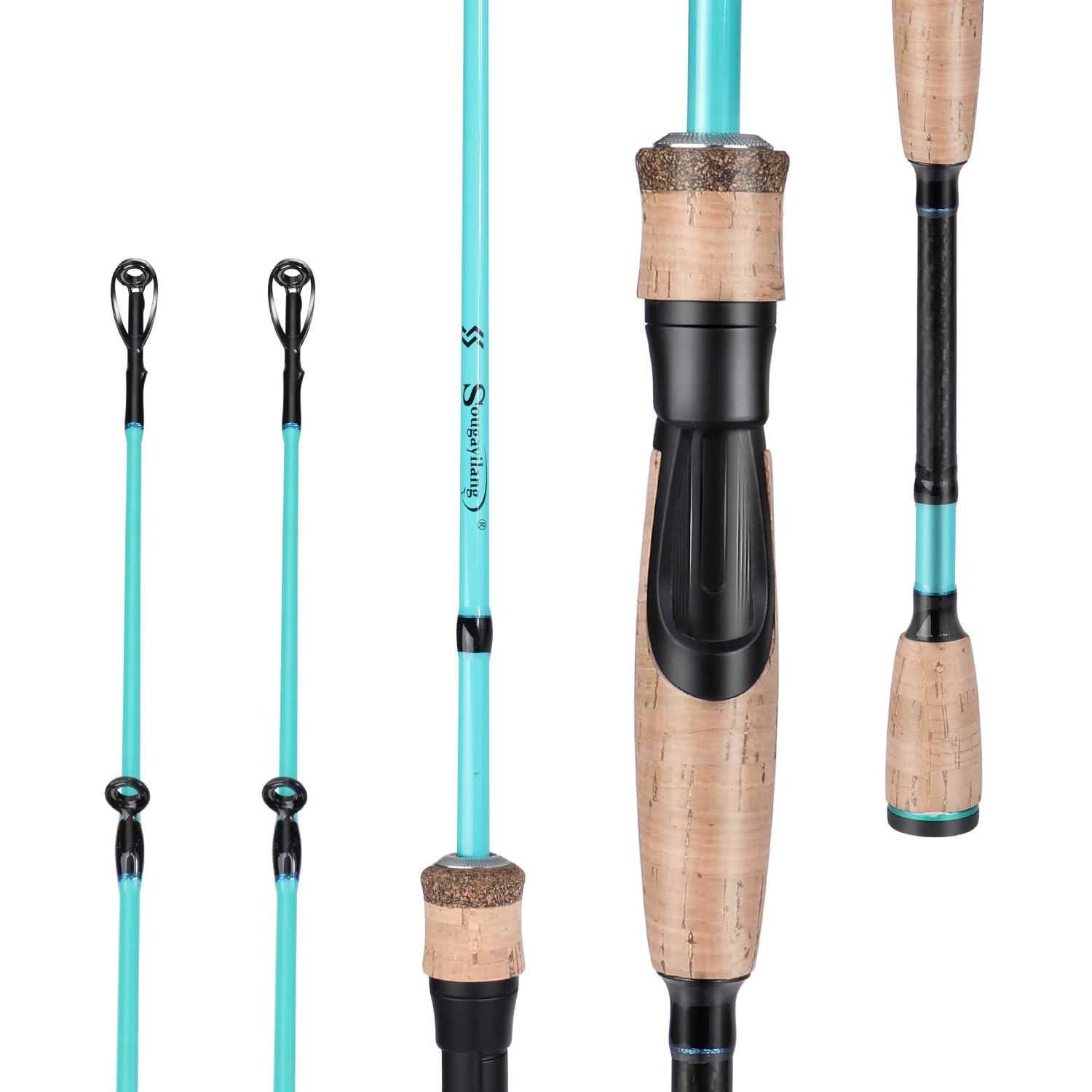 Sougayilang Fishing Rod, 2Pc Casting Rod Spinning Rod for Freshwater Tournament Quality Fishing Pole with 2 Tips for Bass