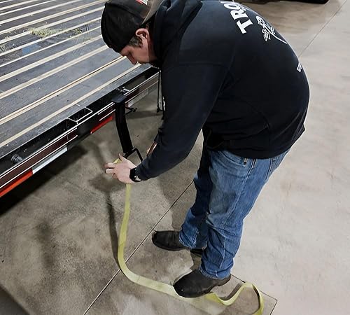 Miniatura 9 de Mytee Products Enrollador de correa con barra de cabrestante para remolque plano, acero recubierto de polvo negro, enrollador de correa de trinquete