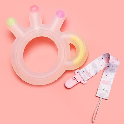 Juguetes para aliviar la dentición del bebé, juguetes masticables para bebés, mordedores de silicona de grado alimenticio para bebés, anillo de