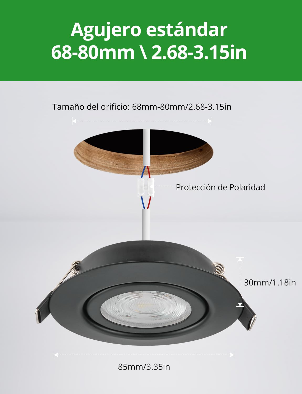 HOMEOW Ojos de Buey Led para Techo Focos Led Empotrable Techo Regulables Baño 6W Negro, Downlight LED 230V Corte Φ68mm - 80mm IP44 para Cocina Luz Calida Neutra Frío, 10 Pack