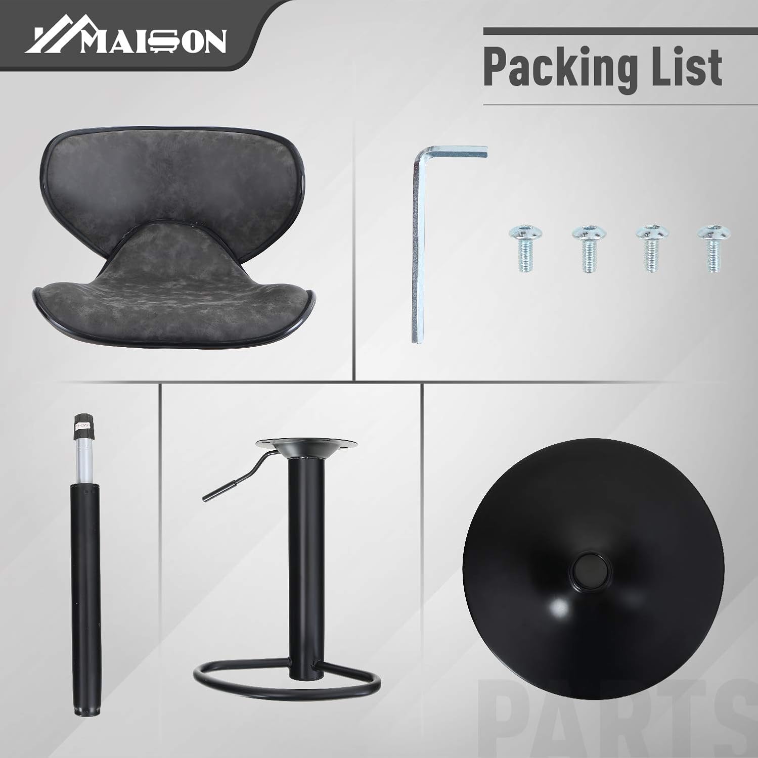 Maison Counter Height Bar Stools Set of 2 Swivel Adjustable Barstools with Back for Kitchen Counter Tall Bar Height Chairs Faux Leather High Stools for Kitchen Island, 300 LBS Bear Capacity, Grey: Kitchen & Dining