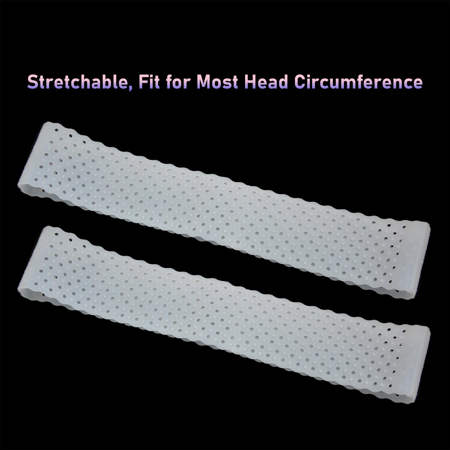 2 Pcs Breathable Silicone Wig Band Non Slip Elastic Grip Headbands With Stocking Caps and Hairbrush for Fixed Wigs (White) - Image 3