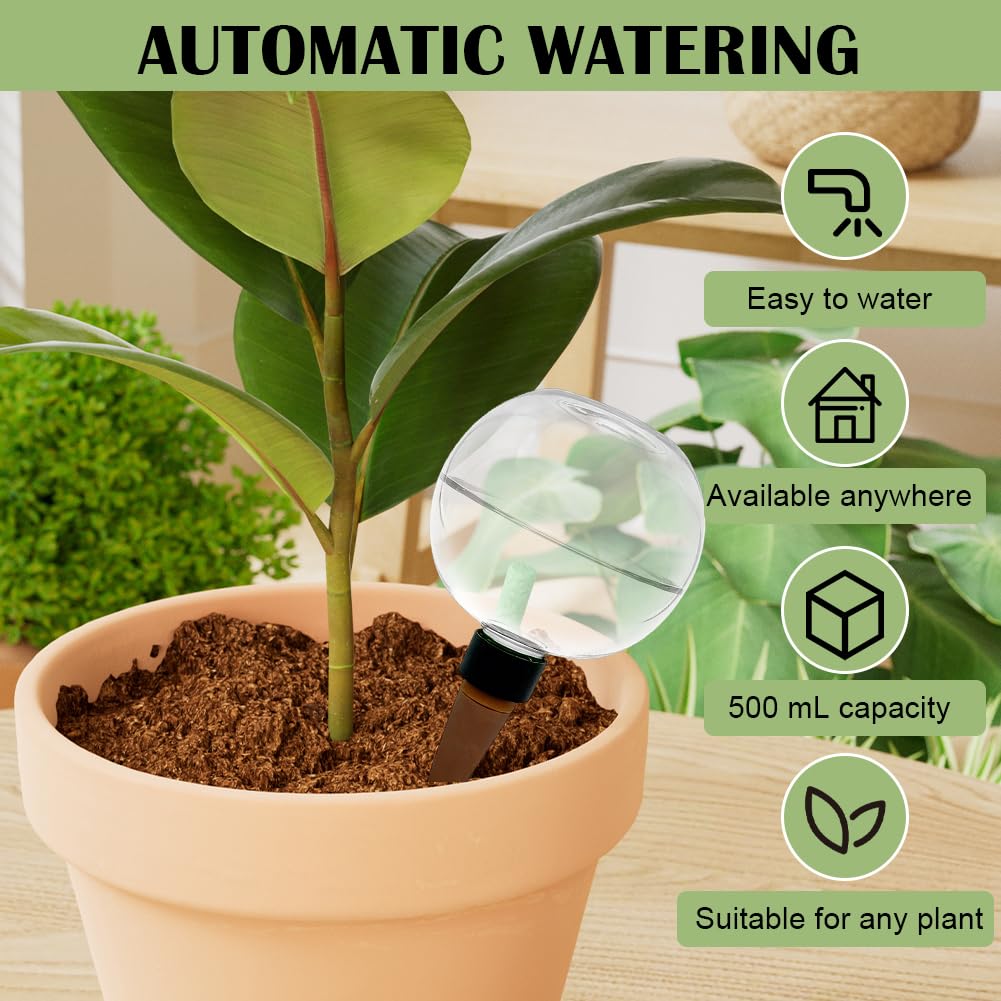 4 Pièces Boules d'Irrigation, 500ml Boule Arrosage Plante Automatiques, Oignons d'Arrosage Transparents, Ampoule d'eau Auto-Arrosage pour Balcon, Jardin Intérieur et Extérieur
