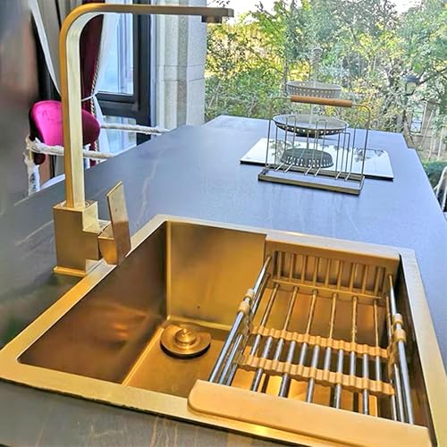 Miniatura 3 de Fregadero de cocina de bar de 21.6 x 15.7 pulgadas, acero inoxidable con grifo, fregadero de caravana, lavabo con tapón de colador de drenaje