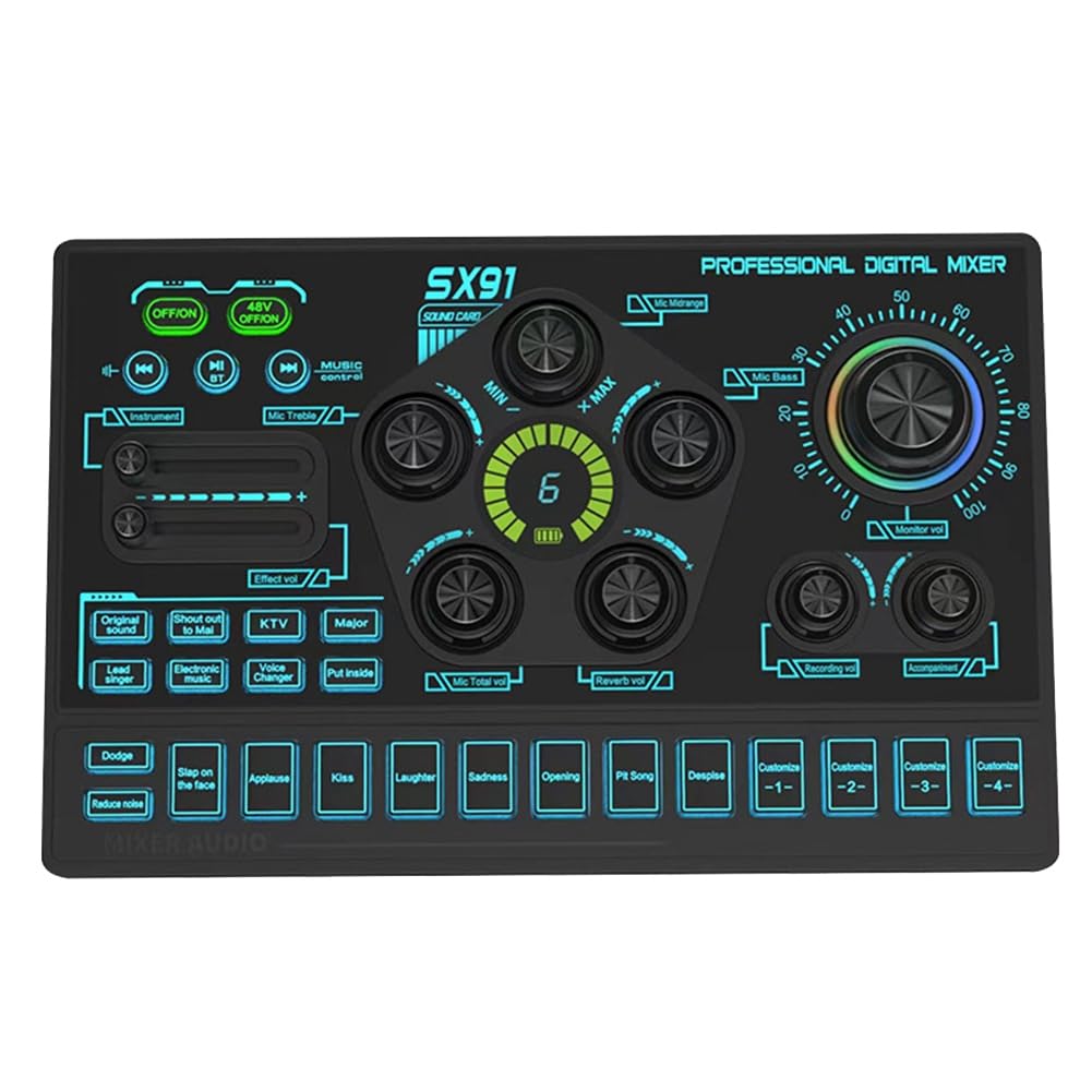 SX91 Live Sound Card USB Sound Mixer Profesjonalny wzmacniacz konsoli miksującej audio do śpiewania na żywo PC Laptop telefon komórkowy