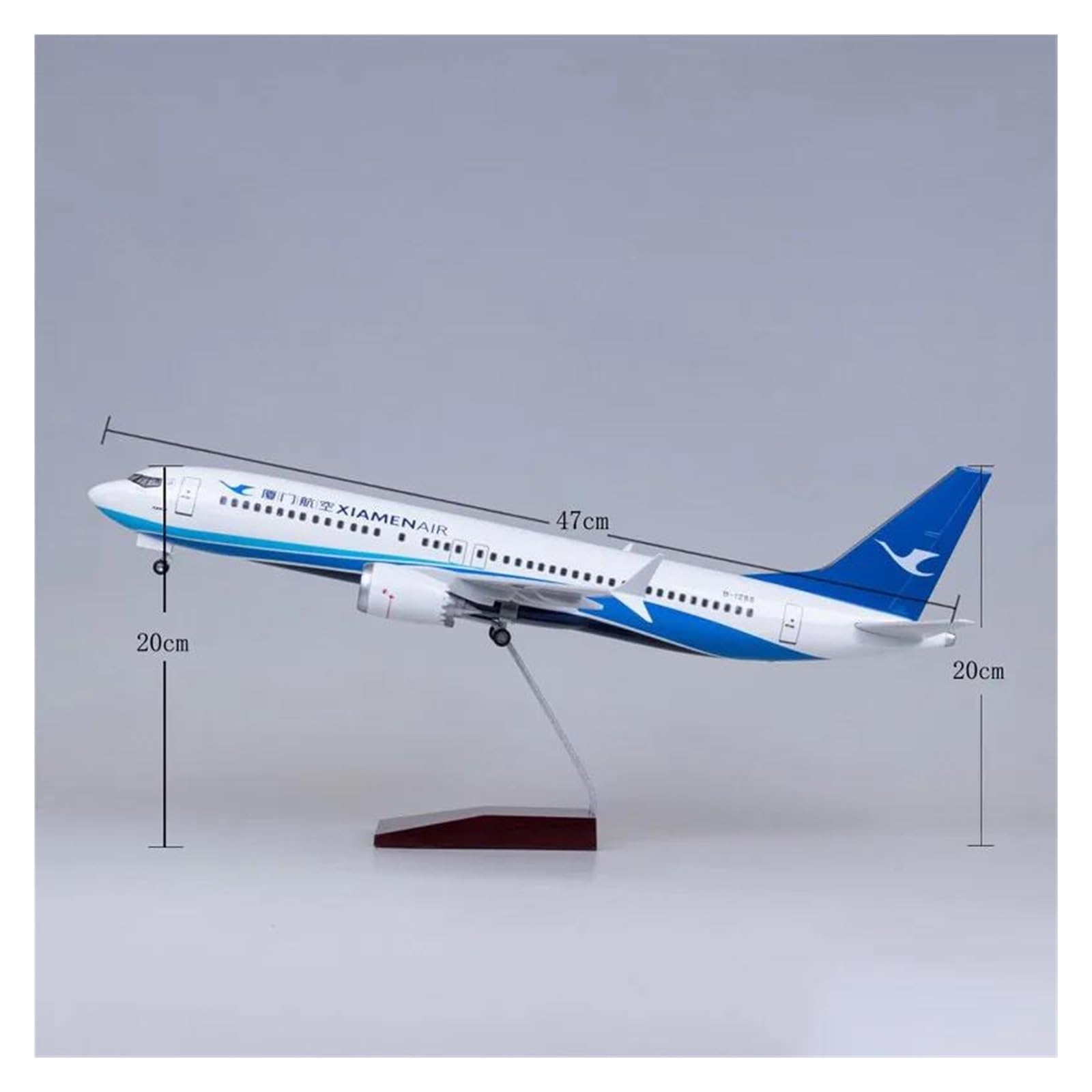 Plane Giocattolo Per XIAMEN Airlines B737MAX 737 Modelli Aeroplani Aerei Giocattoli Ruota Leggera Carrello Di Atterraggio Modello Di Aereo In Resina Da Collezione 47CM(Without light)