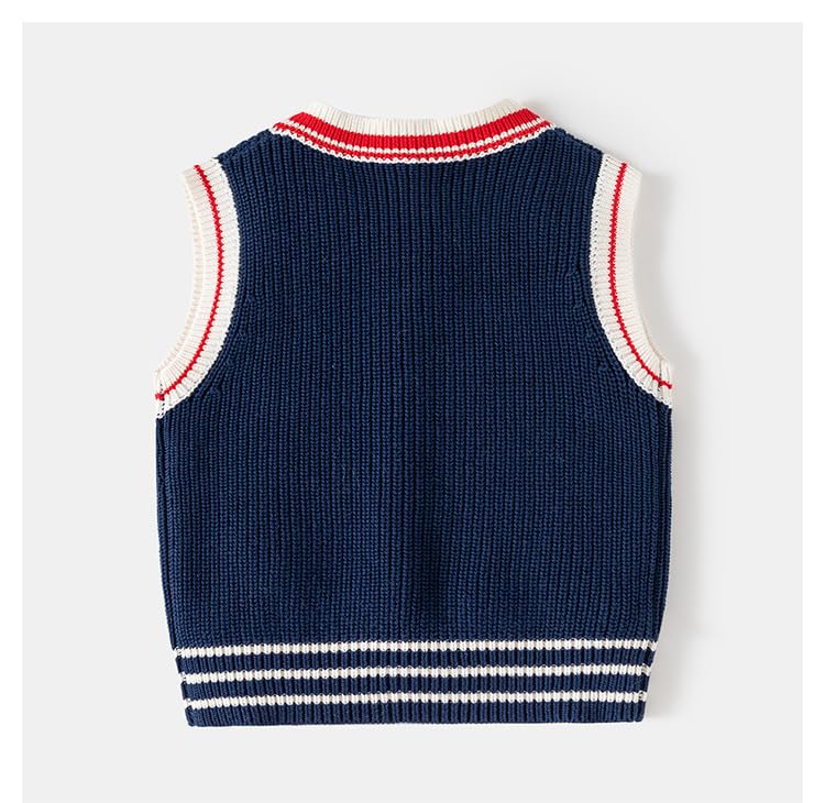 Irsutey Toddler Boys Color Block Knitted Vest Autumn Kids' V - Neck Wool Vest2
