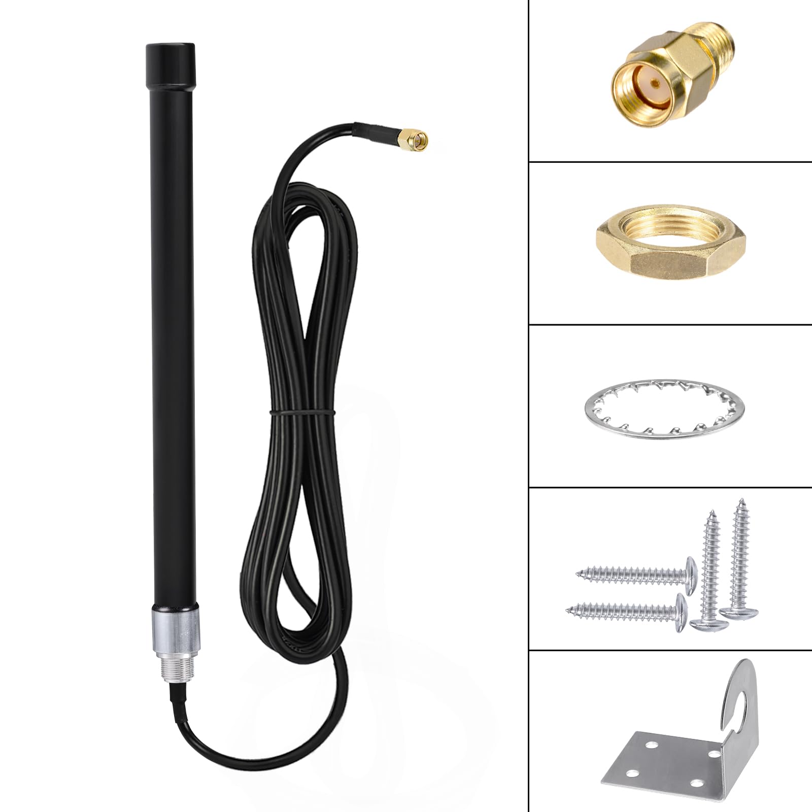 Bingfu 4G LTE Antenne Outdoor Große Reichweite 6 dBi SMA/RPSMA Wandmontage wasserdichte Glasfaserantenne mit 3 m Kabel kompatibel mit 4G LTE-Router Gateway Modem Sicherheitskamera, Mattschwarz