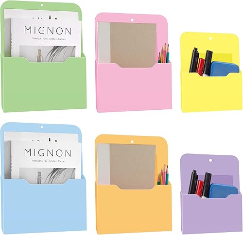 Fuutreo Organizador magnético de pared para archivos, 6 unidades, soporte magnético de pared para refrigerador, soporte magnético para revistas para