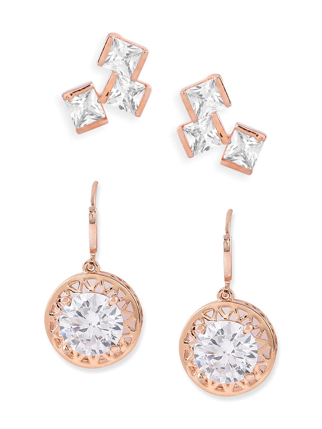 See full amazon price history chart for Zaveri Pearls Set of 2 Rose Gold Cubic Zirconia Brass Drop & Stud Earrings For Women-ZPFK11141 Zaveri Pearls Set of 2 Rose Gold Cubic Zirconia Brass Drop & Stud Earrings For Women-ZPFK11141 (B09F6FCJCZ) Amazon Price History, Amazon Price Tracker
