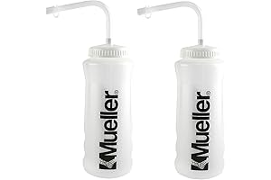 Mueller 1-Quart Water Bottle w/ Straw, Natural Color w/ Black Letters (2-Pack)