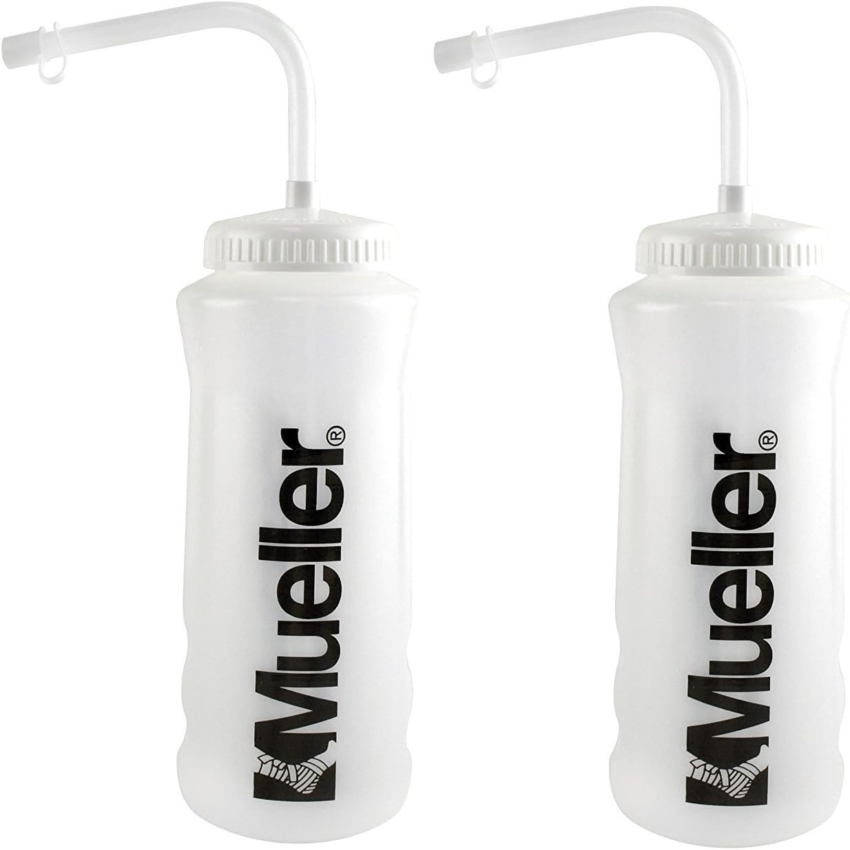 Mueller Quart Bottle w/Straw, Natural Color w/ Black Letters (2-Pack)