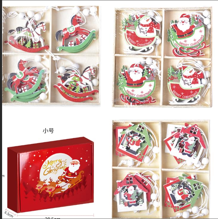 Yoawllty Christmas Decorations, 36 Pieces Wooden Christmas Tree Decorations,Snowman Pendant Ornaments Crafts, Christmas Party Ornaments (style 2)