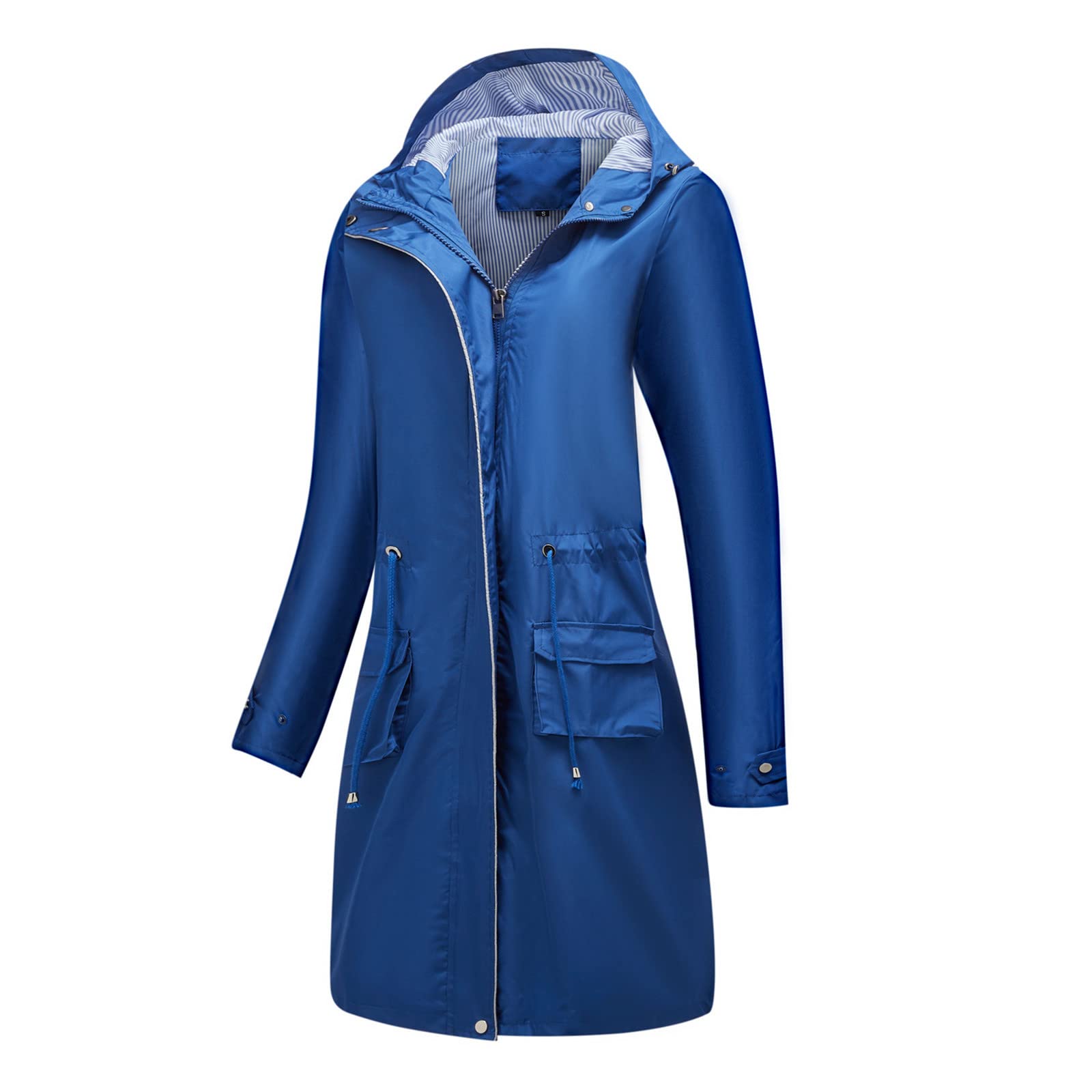 Veste de pluie pour femme - Imperméable et respirante - Veste softshell élégante - Couleur unie - Veste de pluie légère - Grandes tailles - Longue veste de transition avec capuche - Veste