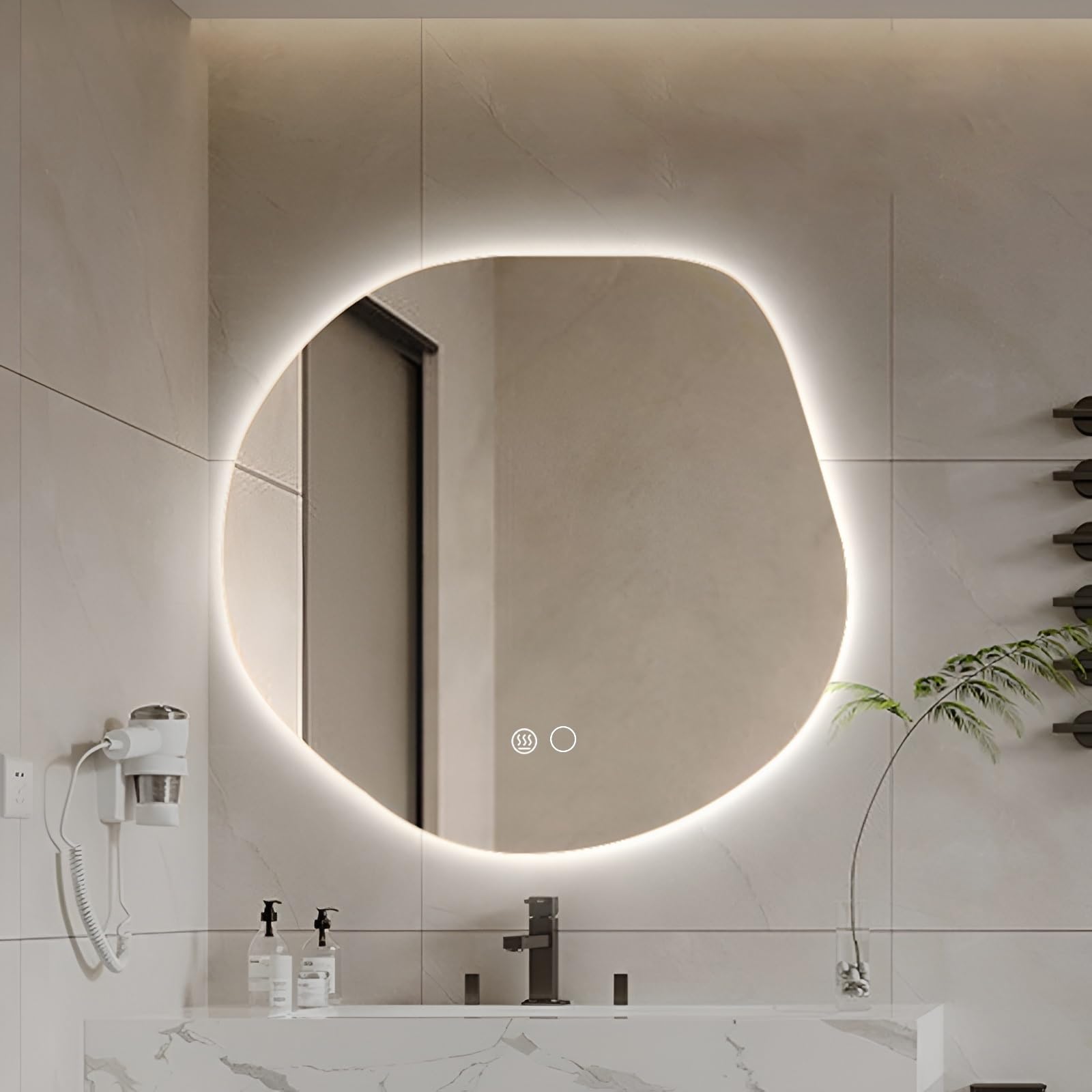TZUFA Irregular LED Wall Mirror 60cm/70cm Bathroom Mirror With Light, Modern For Decor, 3 Color(70cm/27.6in)