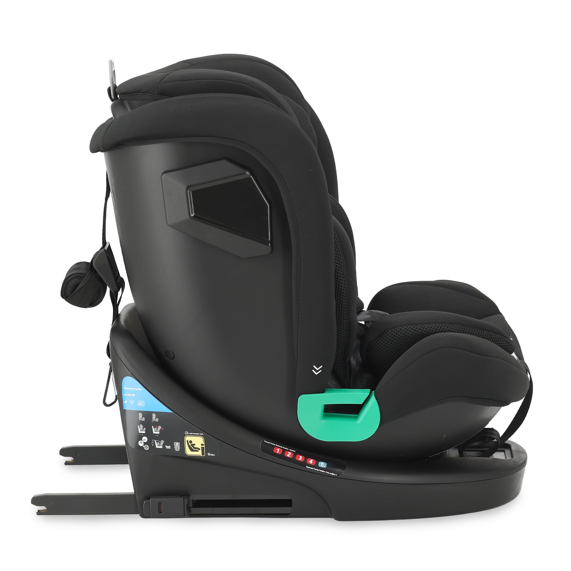 Silla de coche para niños Deryan Colin 360° i-Size (40-150 cm), 0-12 años, 0-36 kg, Montaje con isofix de seguridad, reposacabezas y respaldo ajustables, R129 (Negro)