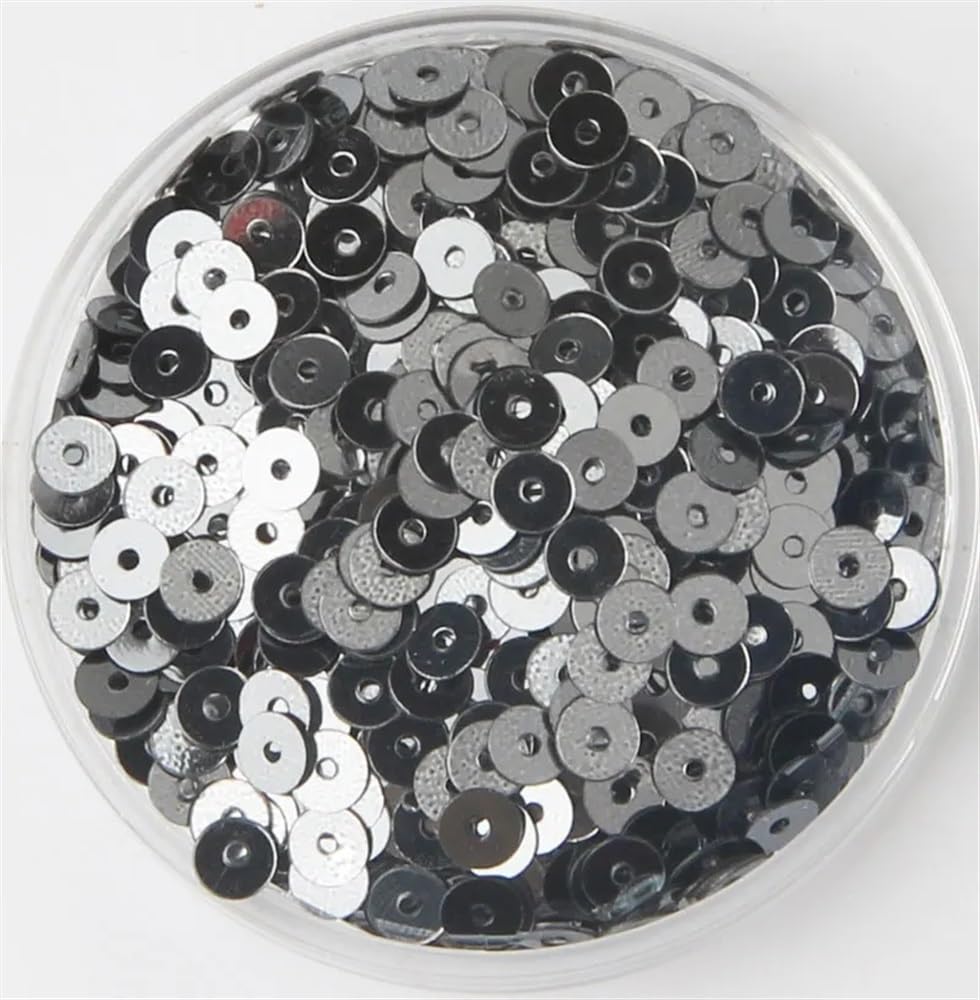3mm 4mm 5mm 6mm 8mm 10mm Sequins Flat Round Loose Sequins Crafts Sequins Suitable for Sewing Clothes Decoration DIY Accessories Sequins(Grey,8mm 50g)