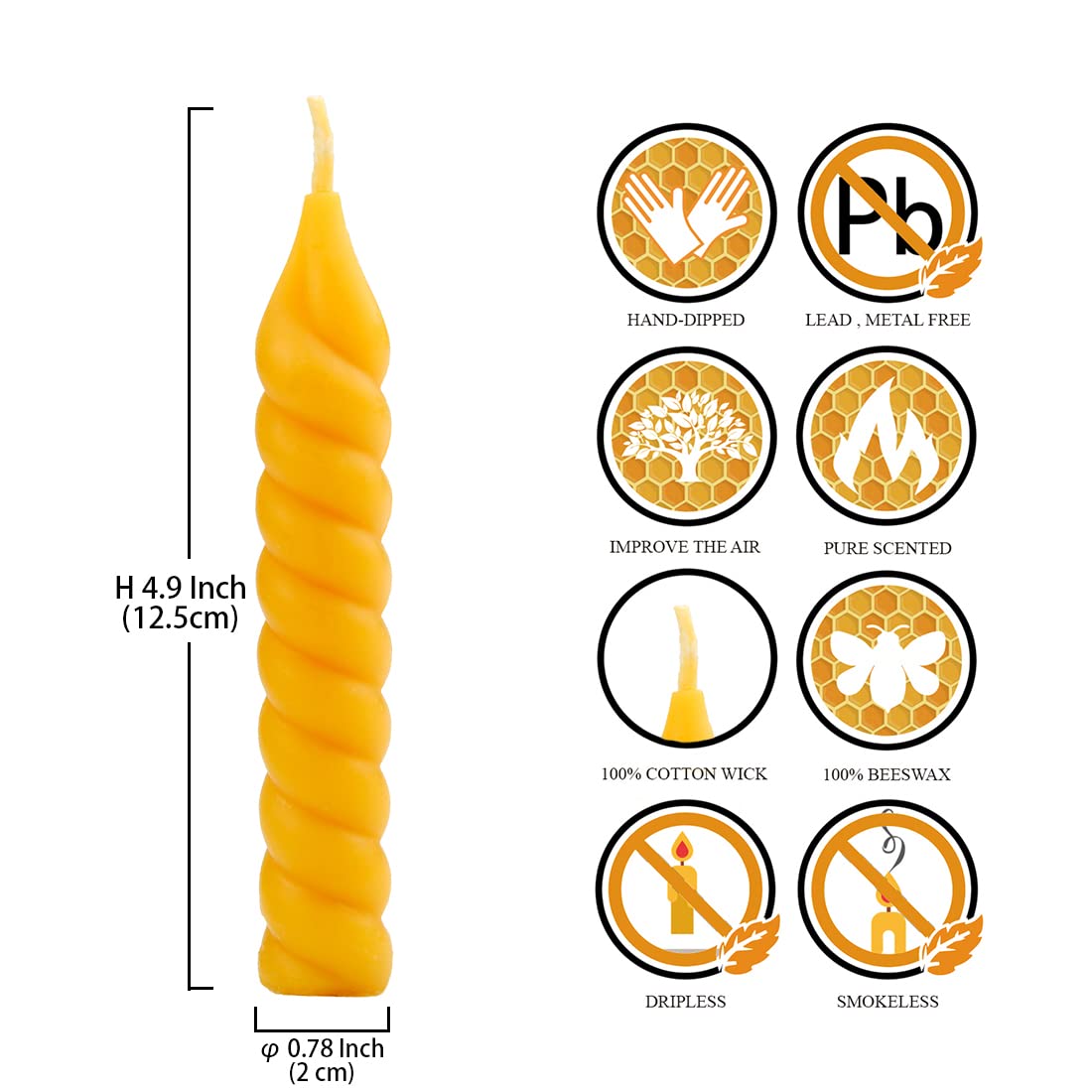 DEYBBY Velas de cera de abejas virales pequeñas naturales, sin goteo y sin humo de 5 pulgadas, juego de 12 velas altas para decoración del hogar y regalo en cualquier ocasión