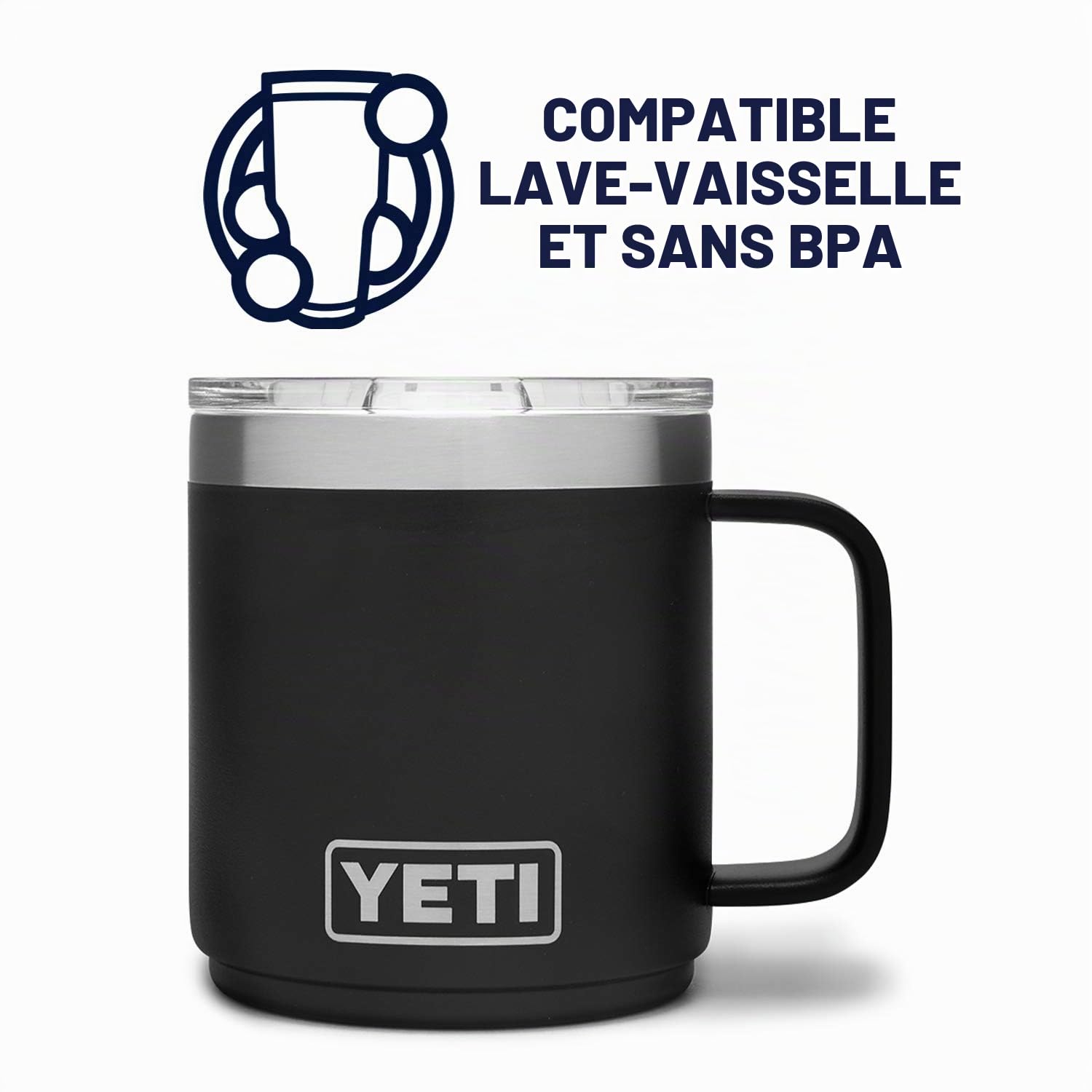 YETI Rambler 10 oz Stackable Mug, Vacuum Insulated, Stainless Steel with MagSlider Lid, Black