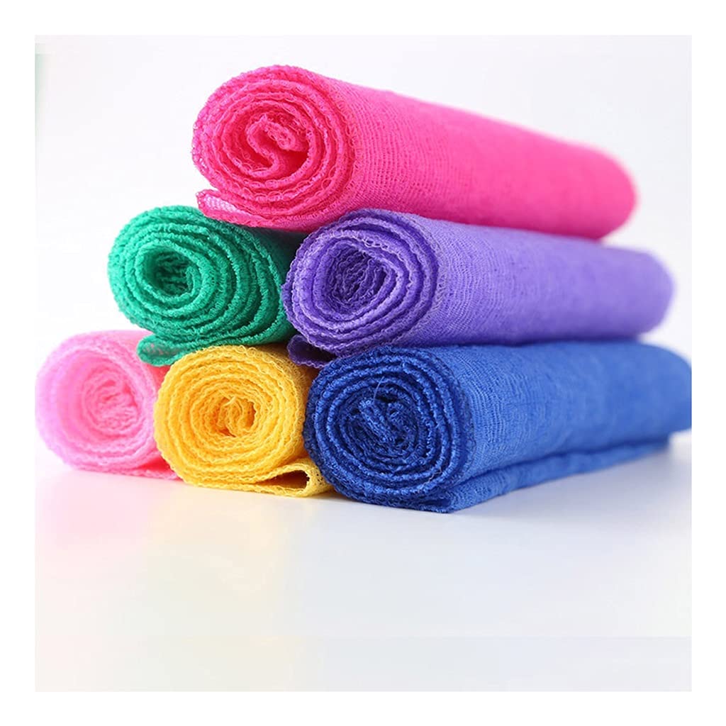 Toallitas exfoliantes Toalla exfoliante Toalla de baño de nylon exfoliadora de doble cara con limpieza profunda y masajee su piel exfoliante SBUTCANTE ATRÁS (Paquete de 6) Toalla Exfoliante Corporal