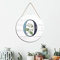 Vista 65 de Welcome Sign for Wall Initial Letter C Blue Round Wood Signs Monogram White Floral Wood Plaque Fresh Flowers 12in Mid Century Home Wall Decor for