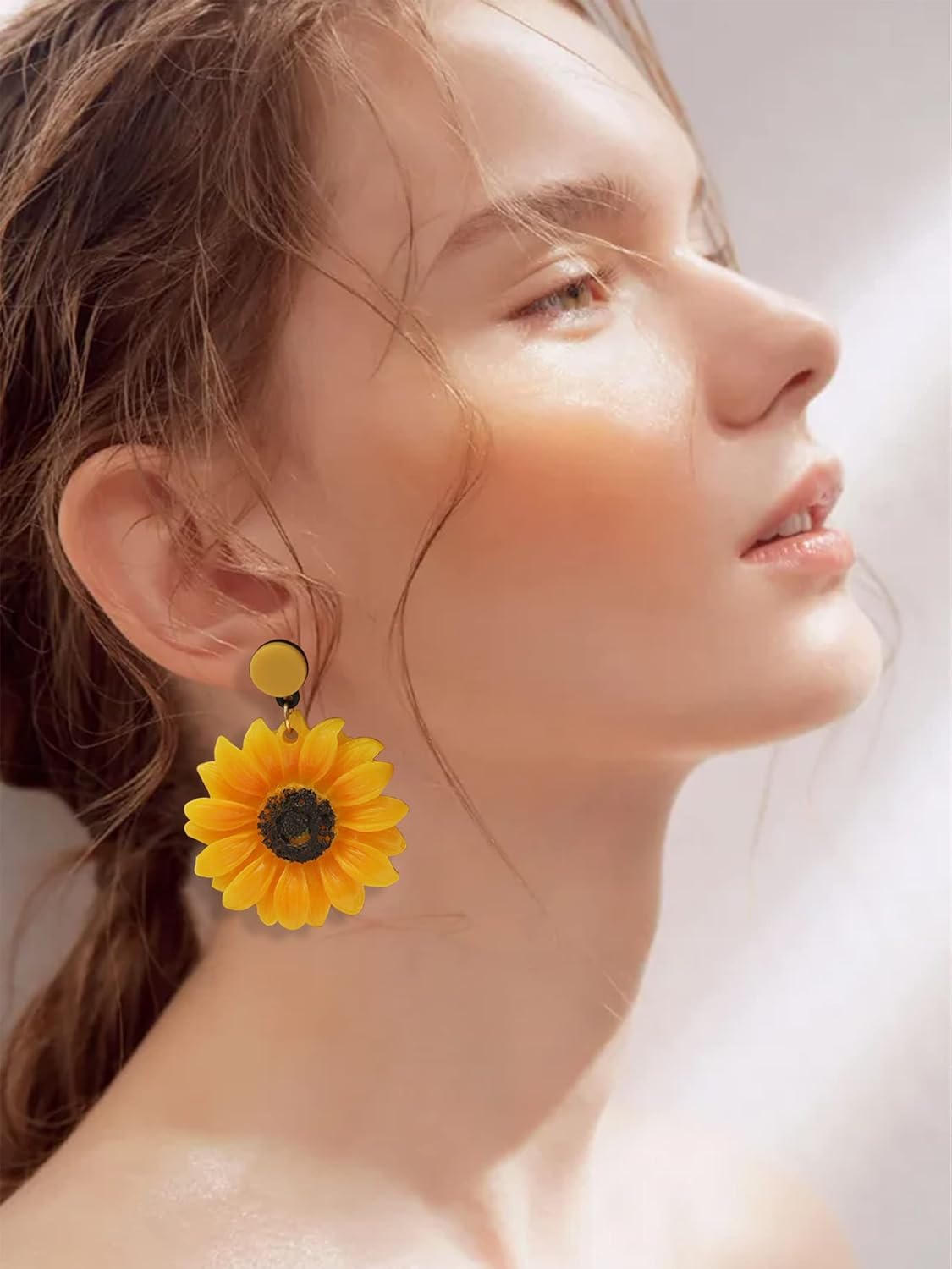 Sunflower Earrings for Women 3D Daisy Flower Dangle Earrings Sunflower Dresses Shirts Accessories Gifts - Image 2
