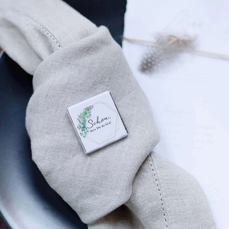 Schokoladentafeln Eukalyptus-50 Stück-Gastgeschenk-Hochzeit/Kommunion