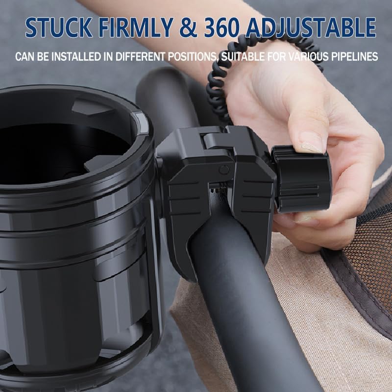 Miniatura 5 de Soporte para teléfono 3 en 1, soporte multifuncional para cochecito con soporte de teléfono ajustable de 360, portavasos para caminante, silla de