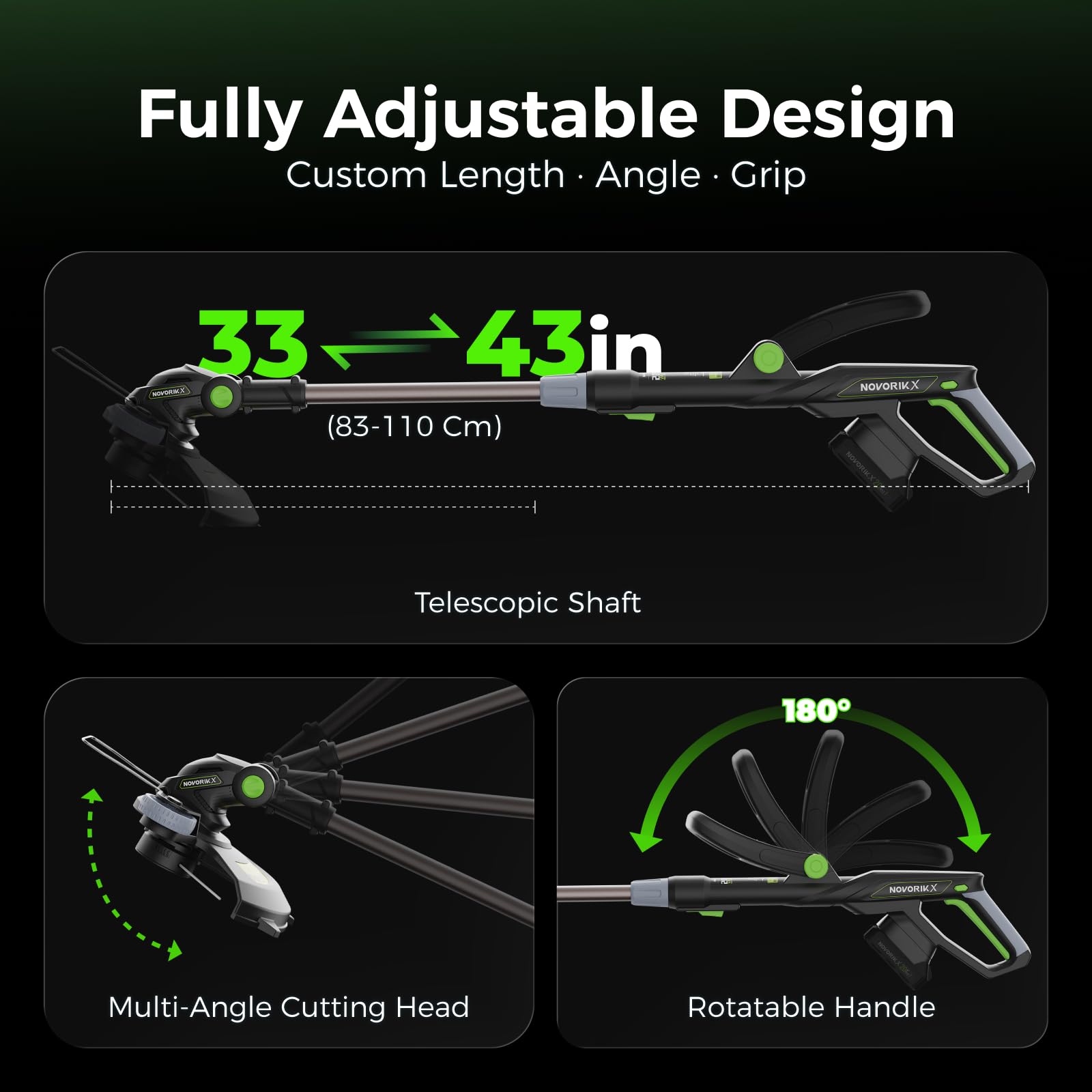 NovorikX 20V Cordless String Trimmer con 2.0Ah Batteria,