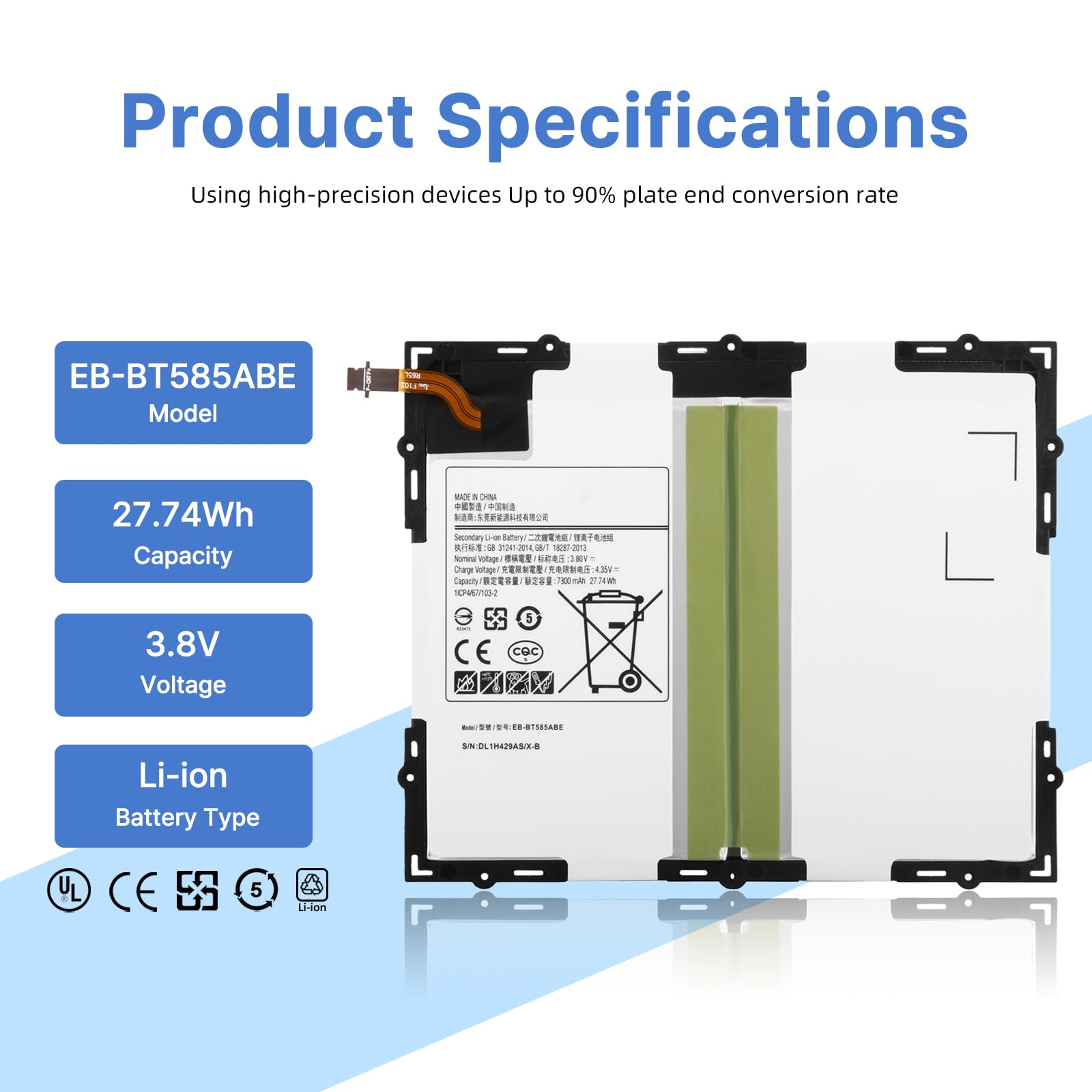 Samsung Galaxy Tab A 10.1 2016 Batterie EB-BT585ABE 27.74Wh 7300mAh SM-T580 SM-T585 T585C SM-T587 SM-T587P S-Pen SM-P580 P580N SM-P585 P585M P585Y 3G 4G LTE WiFi