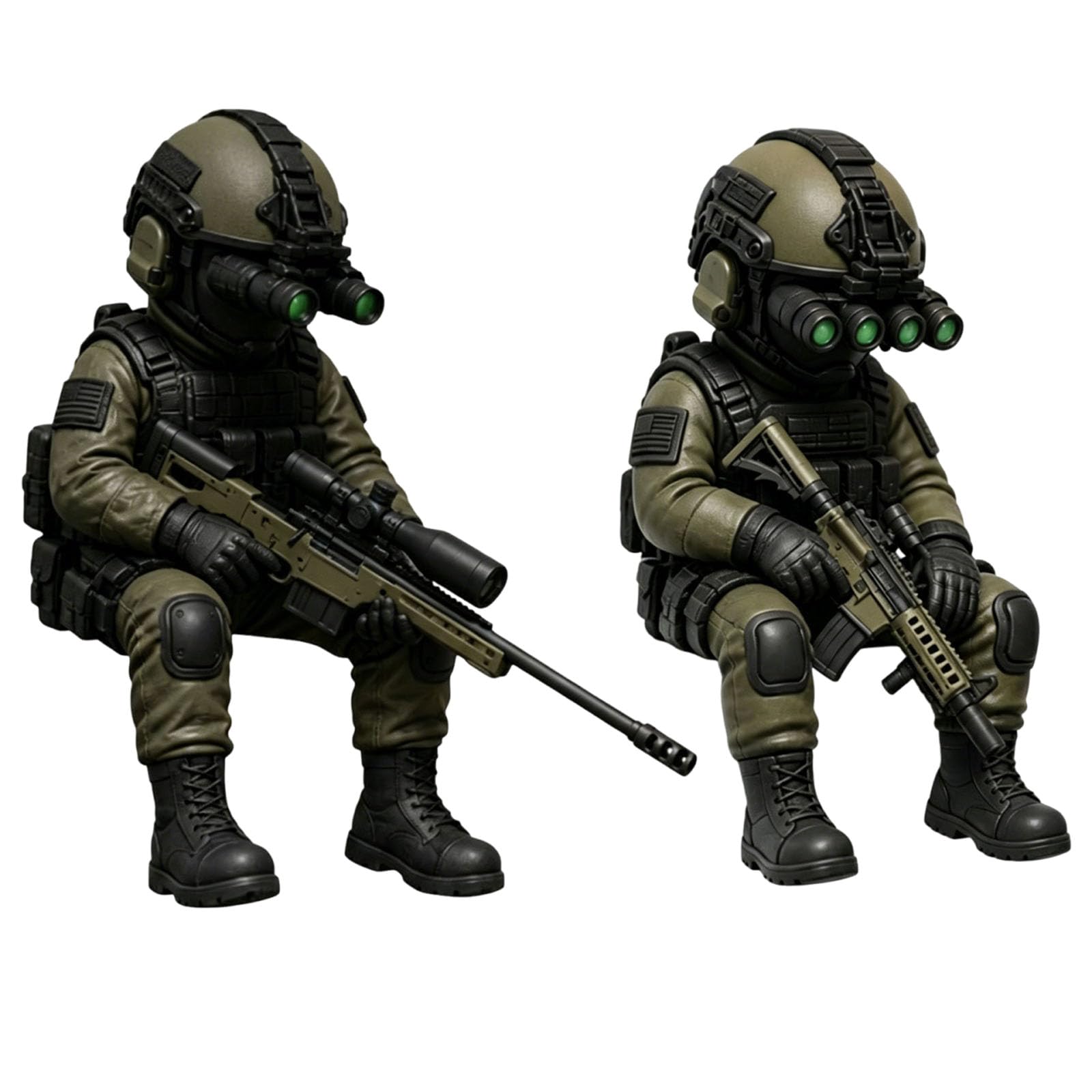 Introti 2Pcs Miniature Tactic Soldier Figurine Small Resin Soldier Sculpture Realistic Desk Decor Sniper Statue Decorative Rifleman Ornament for Monitor/Computer Case/Bookshelf (Multicolor 2)
