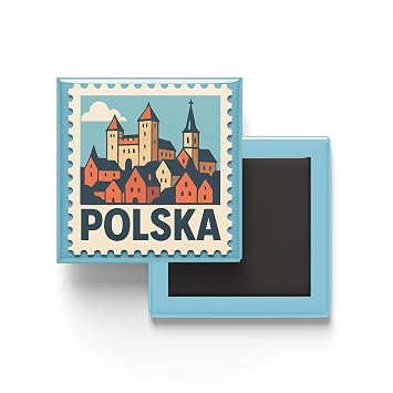 Buzdolap Magneti Polonya Var ova Renkli Posta Pulu Temal  - 9x9 cm