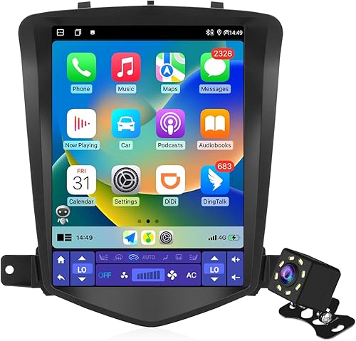 2+32G Android 12 Double Din Car Stereo for Chevrolet Cruze J300 2008-2012 with 9.7 Inch Vertical Touchscreen Radio Built-in Wireless CarplayAndroid