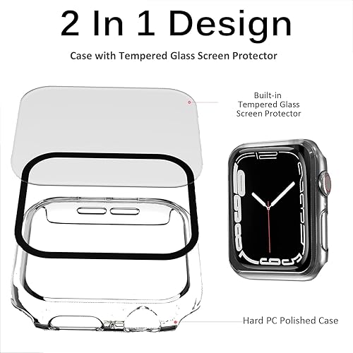 Miniatura 2 de Miimall Funda compatible con Apple Watch Series 8 de 1.772 pulgadas con protector de pantalla antiarañazos, a prueba de golpes, policarbonato duro y