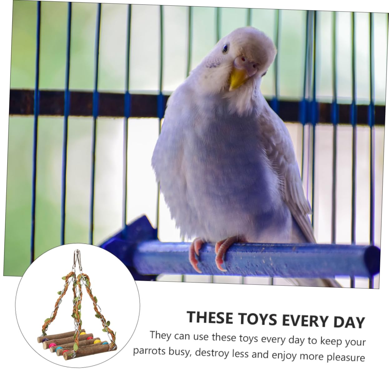 BESPORTBLE 3pezzi Altalena Per Pappagalli Giocattolo Interattivo Per Uccelli Accessorio Per Cage Divertimento e Allenamento Per Pet Design Swing Per e Gioco